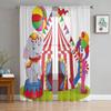 Acrobatic Field Circus Star Retro Style Tulle Curtains Living Room Decoration Chiffon Voile Kitchen Bedroom Curtain Light Filtering For Area Polyester