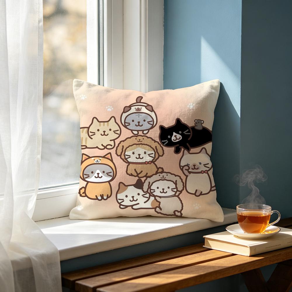 Cute FFuku Fuku Nyankoed Cushion Cover Cushion Cover Set Pcs x x x Pillowcase Decorative Sofa Home Decor