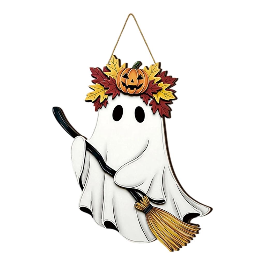 Halloween Ghost Wooden Sign For Spooky Home Decor Crafted From Durable Poplar Wood