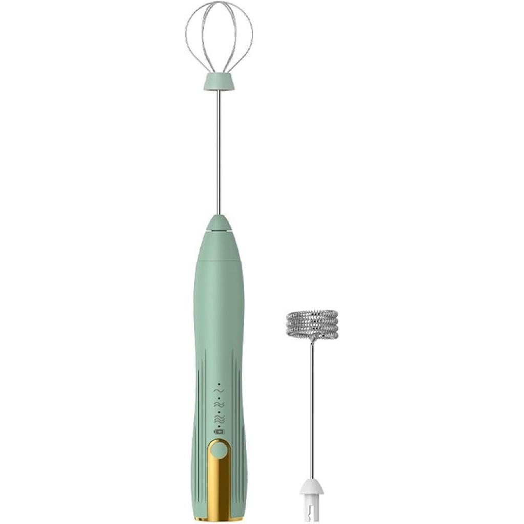 Immersion Blender Handheld, 2-in-1 Hand Blender Electric with USB Rechargeable 3 Speeds, Stainless Steel Blade Stick Blender with Whisk, for Coffee