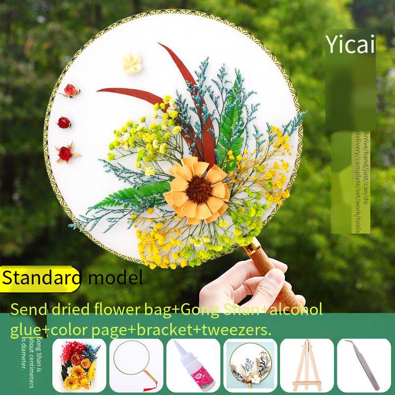 DIY Preserved Fresh Flower Hand Fans Creative Party Gift Home Decoration Fashion Decorative Chinese Japanese Fan Versatile New
