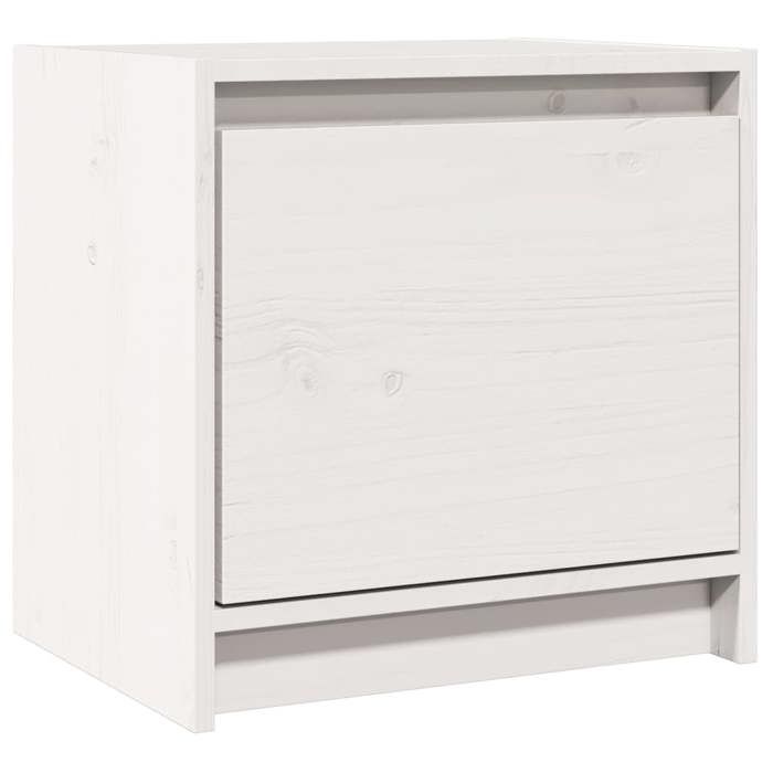Table de chevet - Maison Exclusive - Blanc - Bois de pin massif - Grand espace de rangement