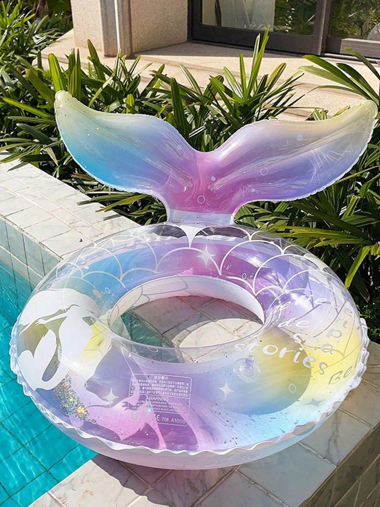 1Pcs Mermaid Underarm Swimming Ring, Transparent Thickened Glitter Buoyancy Swimming Ring