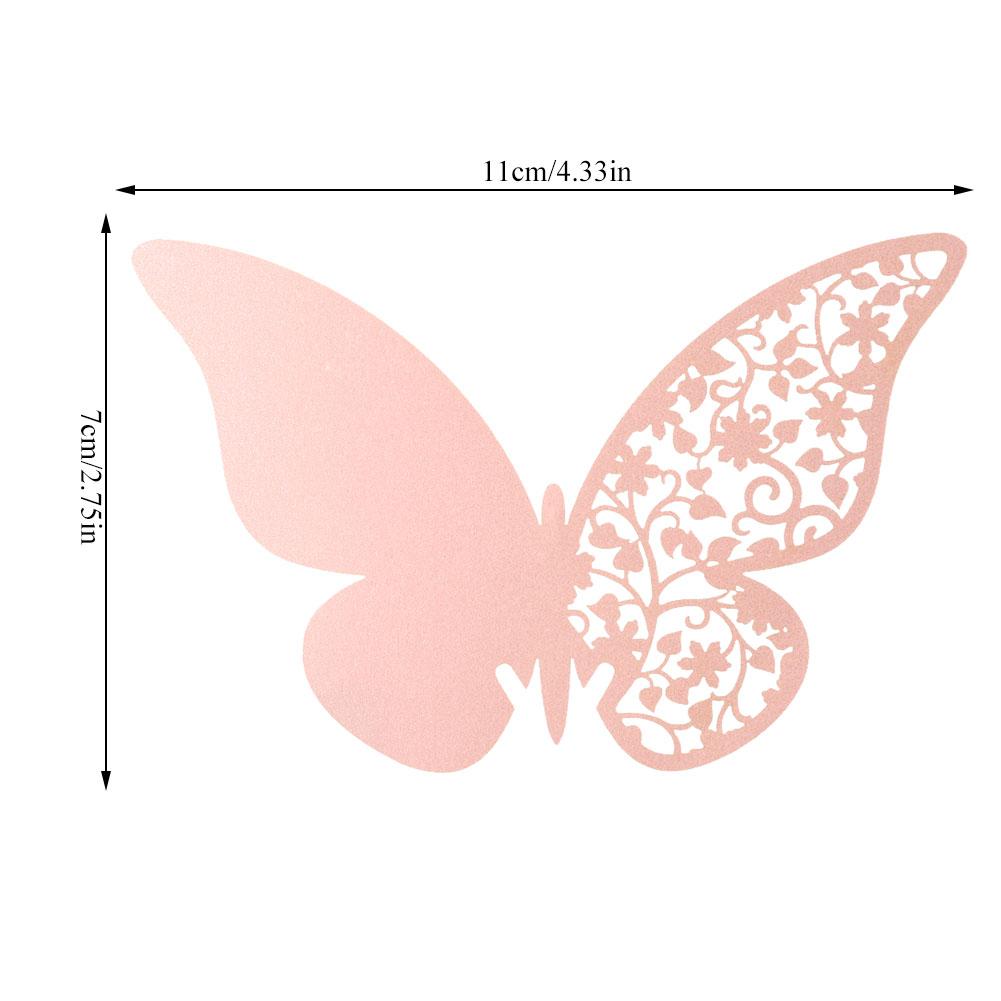 20pcs Butterfly Shape Wedding Hollow Name Place Cards For Wine Glass Table Decoration(Pink)