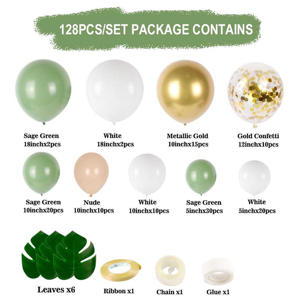 Kit Arche Guirlande de Ballons Vert Sauge Décoration de Mariage Anniversaire Enfants Adultes Ballons de Mariage Décoration de Baby Shower Globos