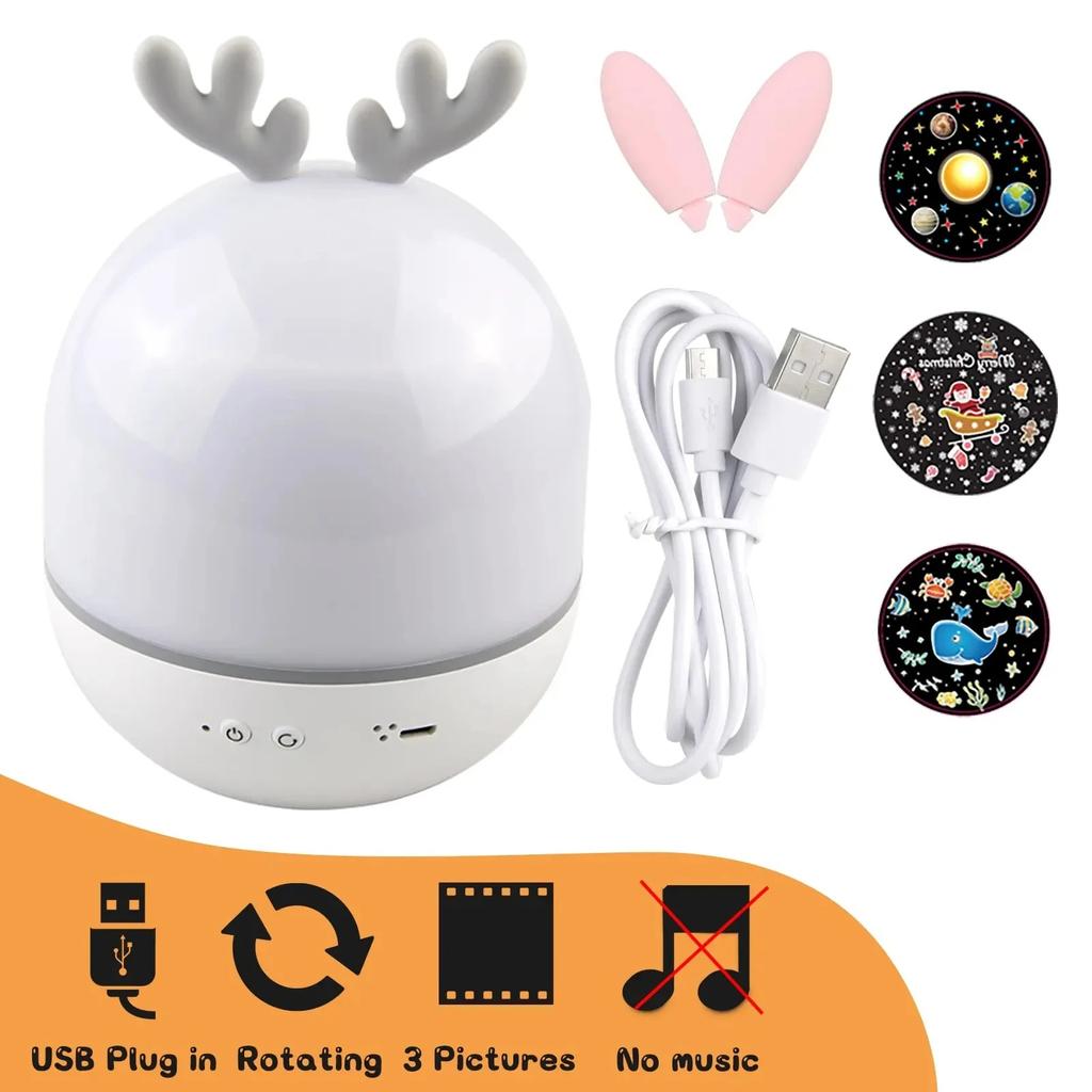 Roterende Muziek Projector Nachtlampje Bt Speaker Baby Lamp Led Nachtlampjes Sterren Projector Nachtkastje Lamp Voor Kinderen Sl