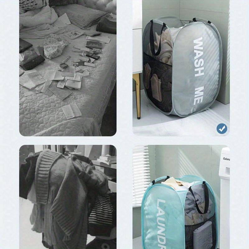 Mesh Laundry Hamper Grey Closet Organizer Bedroom School Dorm Essentials Clothes Organizer College Storage Organization Storage Bag Organizer