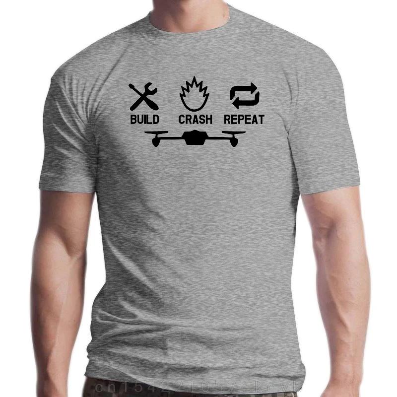 Neuer Drohnen Quadcopter Fpv Bau Crash Wiederholen Herren T-Shirt O-Ausschnitt T-Shirts für Männer T-Shirt Baumwolle Freizeit Oberteil T-Shirt Kleidung