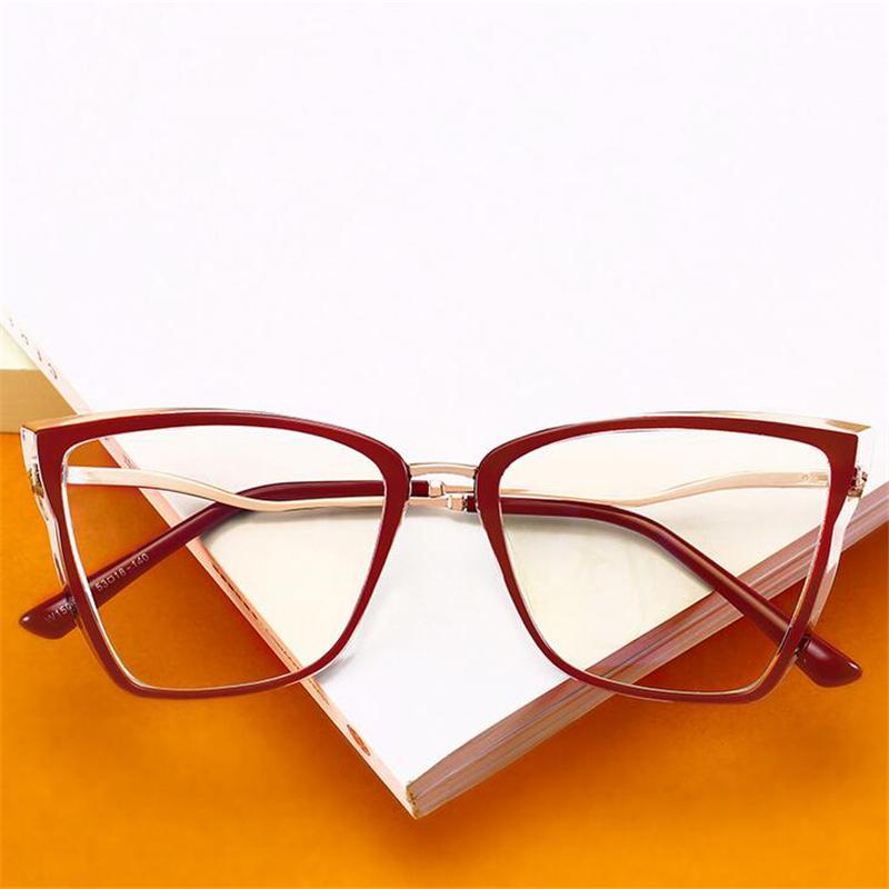 Women Men Anti-Blue Light Cat Eye Myopic Glasses +Metal Myopia Photochromic Prescription Eyeglasses 0 -0.5 -0.75 To -6.0