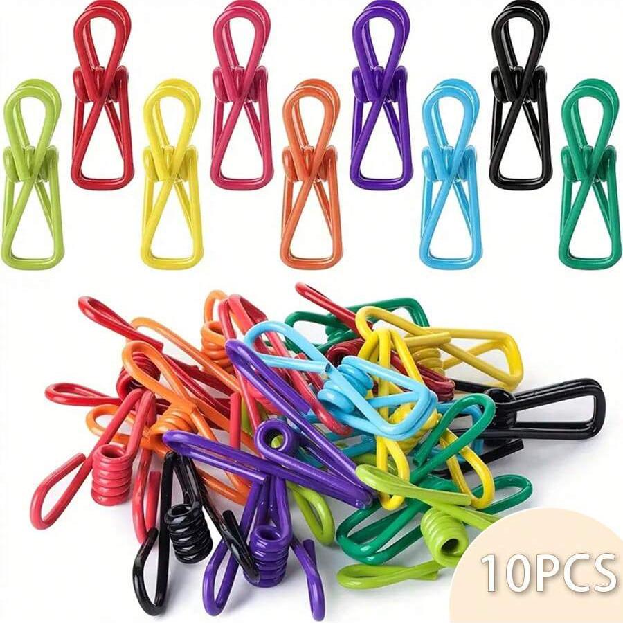 

10pcs Color Clothespins Clothes Chips Random Colors PVC-Coated Steel Clip Anti-slip Sock Clip Multipurpose Clothes Drying Pins