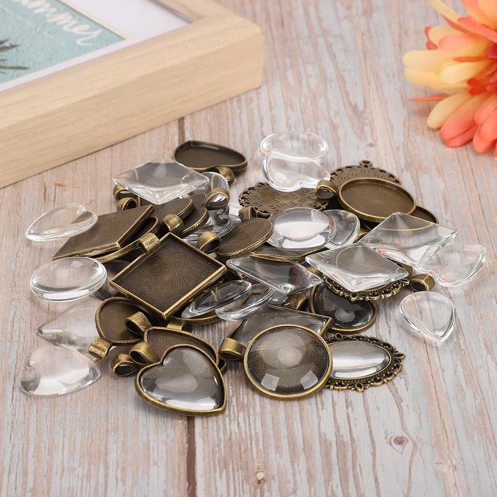 Metall Herz Tropfenförmig Oval Anhänger Basisfassung Glas Kuppeln Schmuck DIY Werkzeug Zubehör