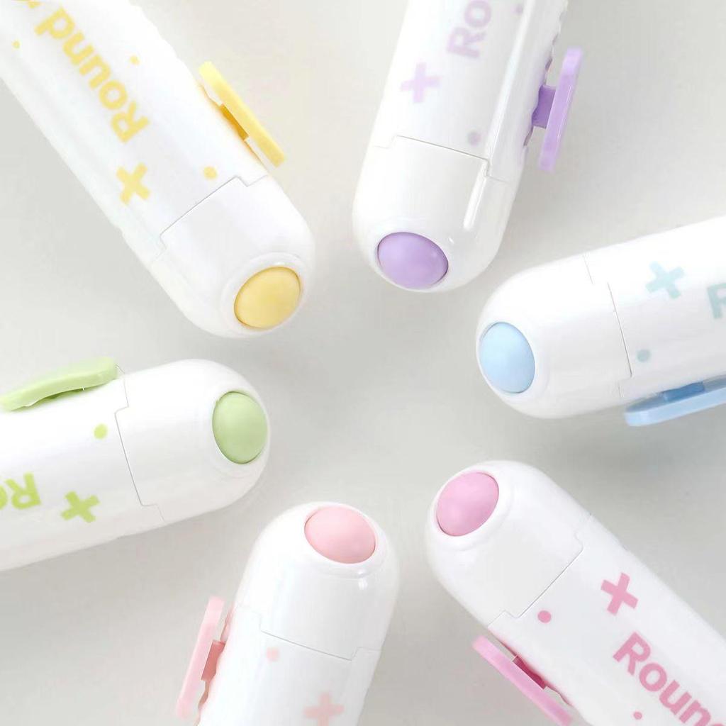 1pcs Round Rolling Eraser Refill Set Soft Color Refillable Less Dust Cleaning Correcting Tools Office School