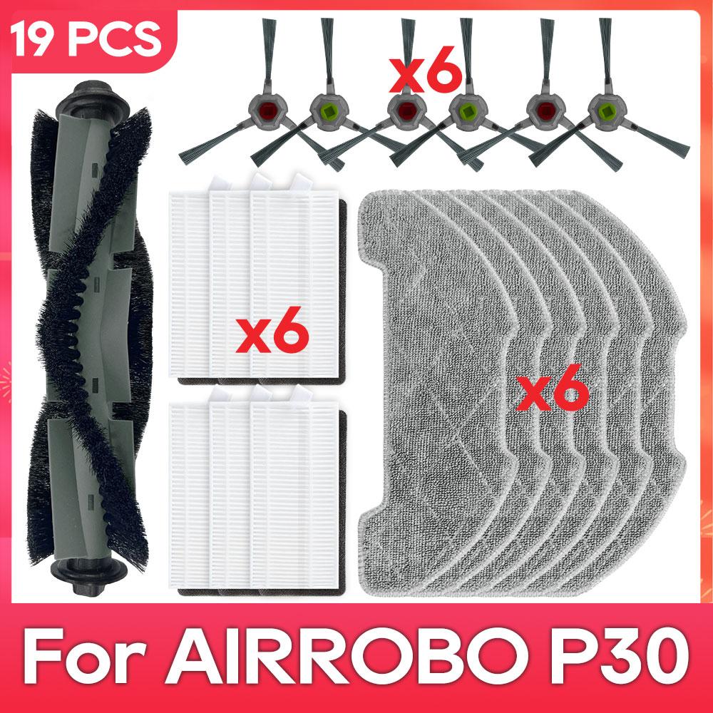 Compatible with AIRROBO P30 Parts Accessories Robot Vacuum Cleaner Main Side Brush Filter Mop