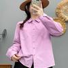 Spring 2026 Women's Corduroy Lapel Cardigan Blouse, Solid Color, Long Sleeve