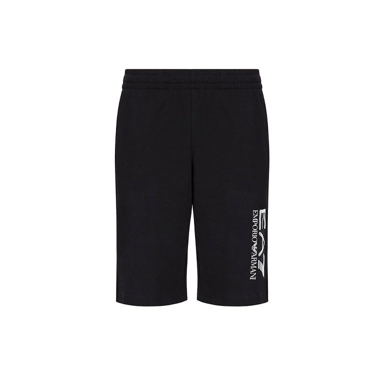 Emporio Armani Хлопковые шорты с принтом логотипа Мужские шорты Черные 3KPS73-PJ05Z-1200 S