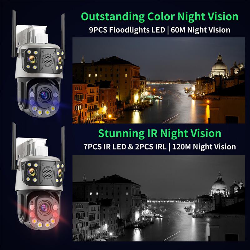 50x Optical Zoom Triple-Lens Wireless WiFi HD 9MP Outdoor Home Security Camera