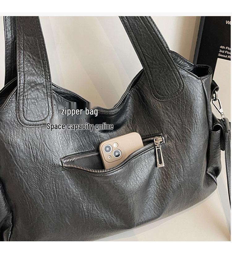 2025 Trendy Women's Retro-Style Tote: Large Capacity, Simple, Versatile, Single Shoulder & Crossbody Handbag.