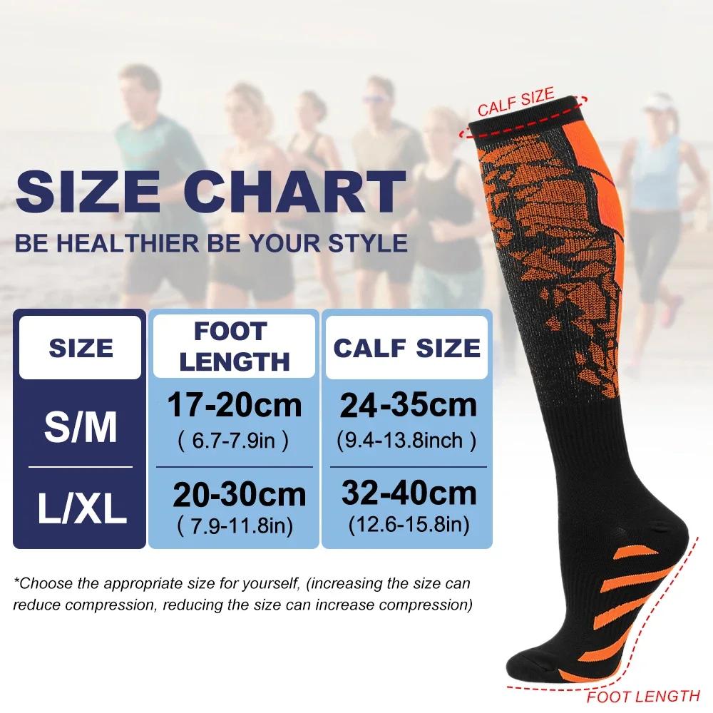 1Pair Compression Socks Graduated Support for Crossfit Running Recovery Cycling Travel Outdoor Sports Men Women