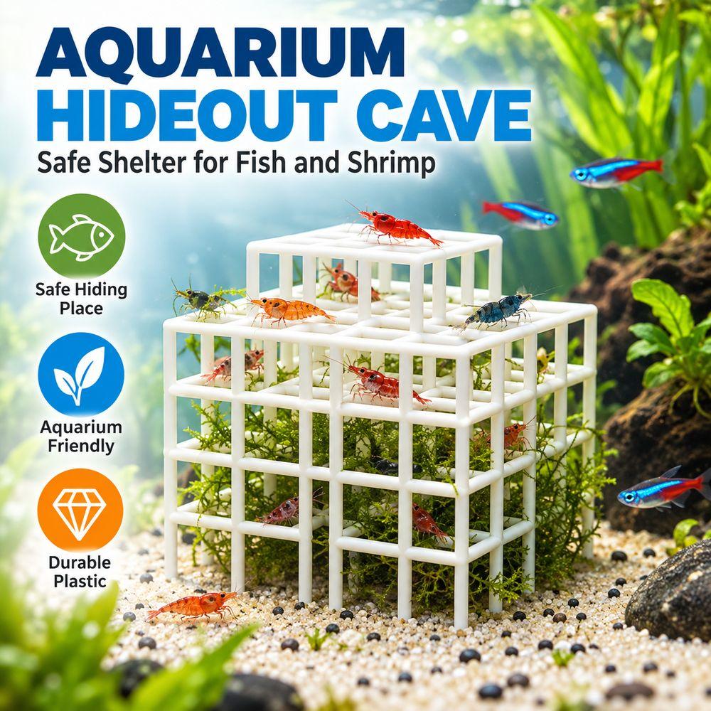 3D Printed Fish Tank Hideout Grid Multi-level Shrimp Hiding Place Aquarium Decoration
