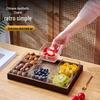RuHan Gold-Rimmed Glass Fruit Plate Set with Paulownia Wood Tray