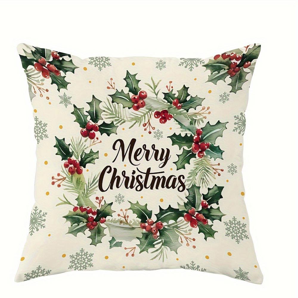 Festive Christmas Pillowcases: Tree, Wreath, Ornaments, and Vintage Truck Designs Sofa Cushion Cover New Year Home Decoration