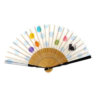 Kimono Cat Play Cloth Covered Fan Cat and Water [Fashionable Iroha] Fan, (2642 Balloon)