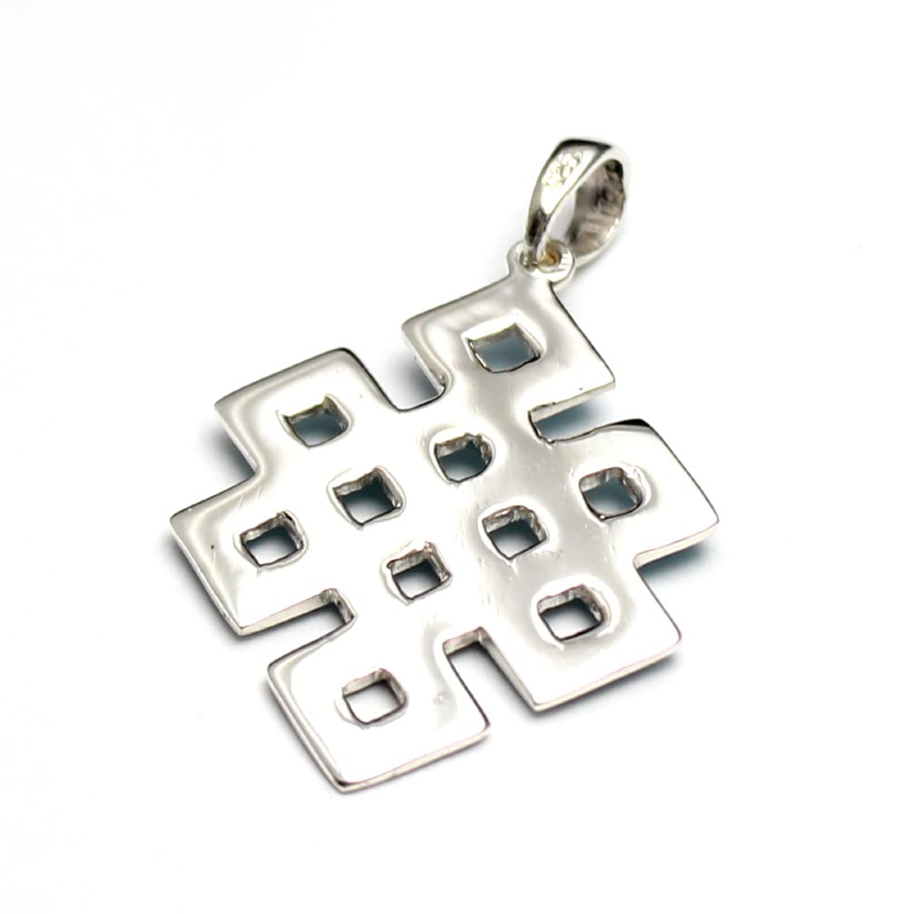 [World Accessories Carmelo] Tibetan Endless Knot Perbeu Pendant Top, Silver (Lapis Lazuli)
