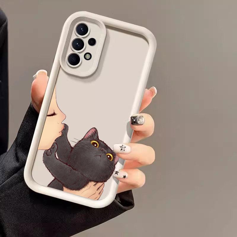 Funda Linda Gato Americano de Pelo Corto Para Samsung A55 A35 A13 A54 A53 A52 A34 A33 A32 A21S A14 A23 A24 A12 A51 A71 Funda de Teléfono