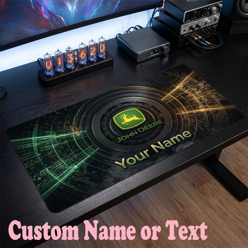 John Deere Benutzerdefinierter Name Text Mauspade, Große Schreibtisch-Mausmatte Personalisierte Home-Office-Geschenk