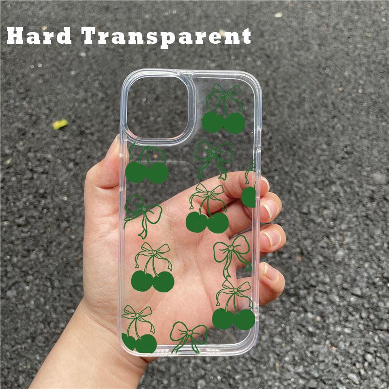 Simple Red Black Cherry Phone Case for Iphone 15 14 13 12 11 Pro Max X XR Xs Max 7 8 Plus Creative Transparent Shockproof Cases