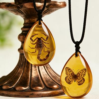 Set of Two Faux Amber Necklaces for Couples, Perfect for The Back-To-School And Graduation Period | Scientific Collection