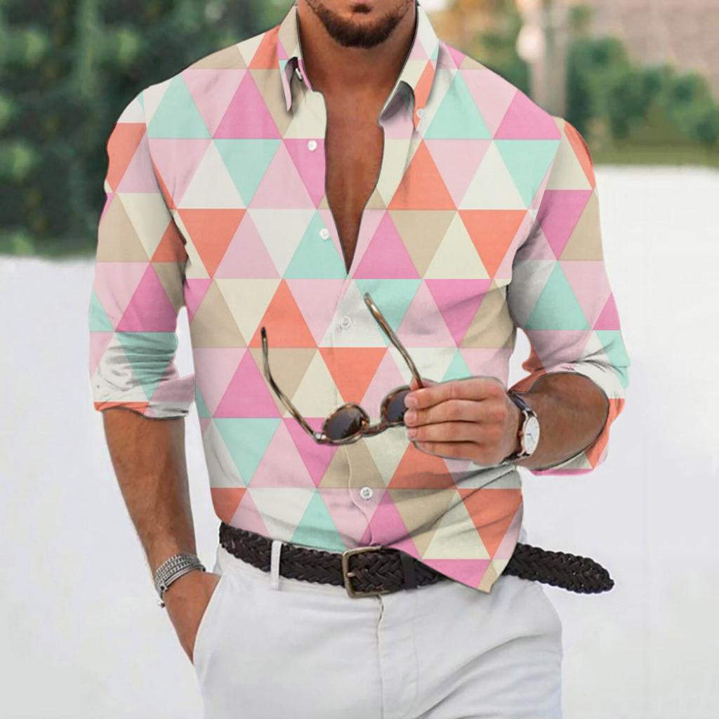 Designer Vår Sommar Herr Casual 3D Halloween Print Hawaii Skjorta Blus Långärmade skjortor