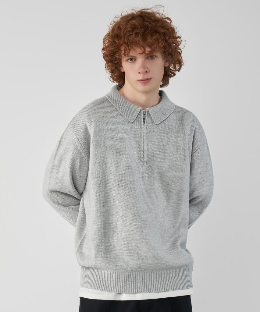 UNTAPPED STUDIO [2Pack] Oversized Half-Zip Collar Hacci Knit 5 Colors
