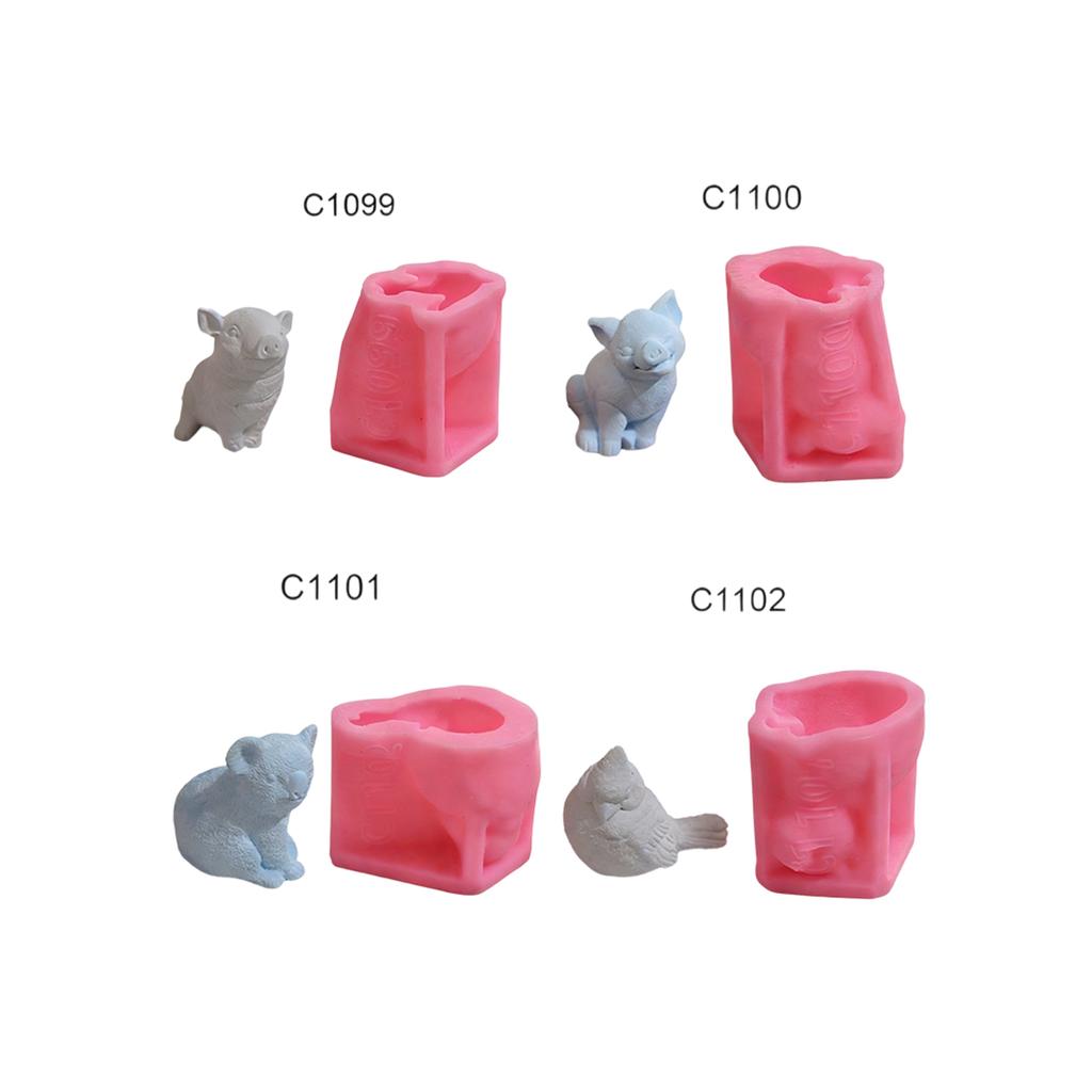 Artistic Animal Shaped Silicone Mould Featuring Pig Koala And Bird Pattern Suitable For Handmade Candle And Craft