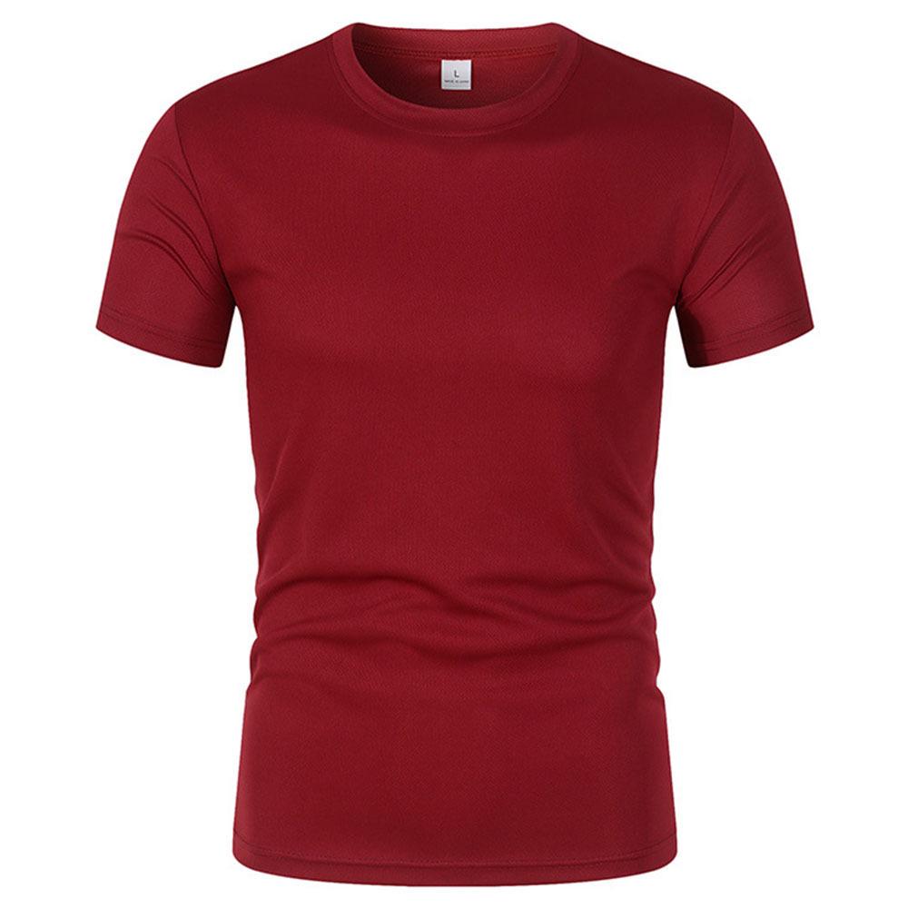 Men's Quick-Dry Mesh Sports T-Shirt - Short Sleeve, Round Neck, Solid Color