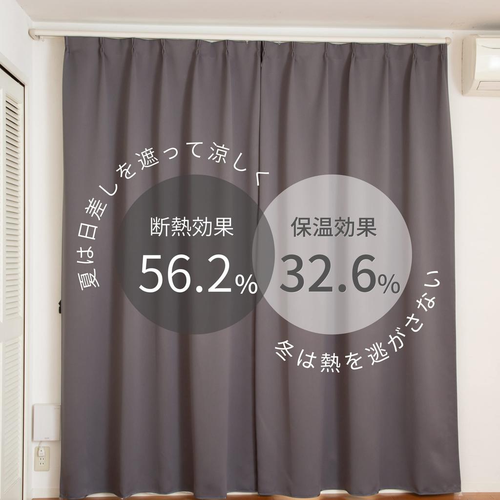 Curtain Laboratory Satin Plain Thick 100cm Wide X 190cm Set of 2 Adjustable Hooks Included "First-Class Light-Blocking Double-Sided Gray" Long,
