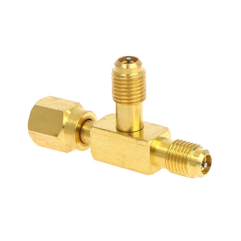 1 Satz T-Stück 1/4" SAE Ventileinsatz T-Adapter für Klimaanlagen- und Kälteanlagen Flüssigkeitsfüllwerkzeug