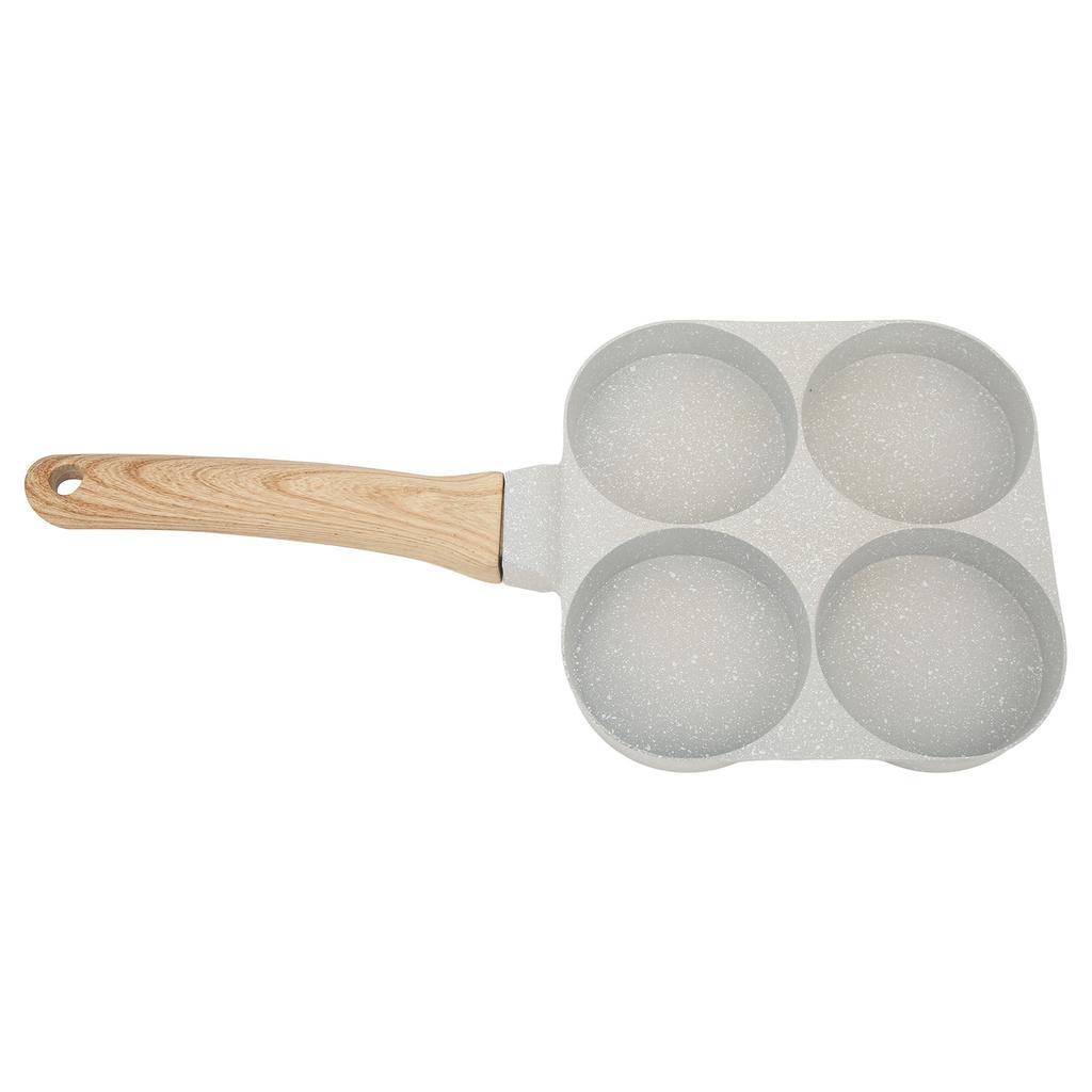 4 Hole Nonstick Egg Hamburger Frying Pan Mini 4 Cup Omelette Pan with Handle for Universal Flat Bottom Induction Cooker