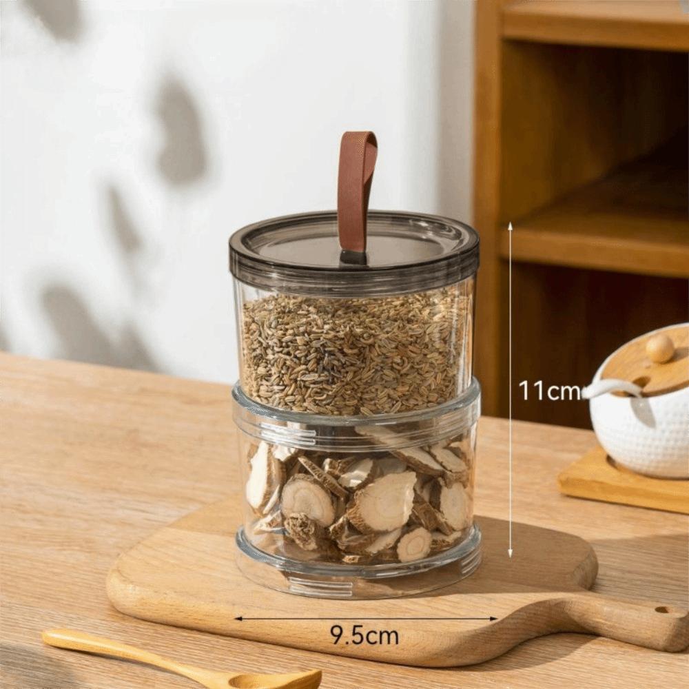 Portable Plastic Spice Storage Box Round Multi-Layer Airtight Jar Space-Saving Reusable Seasoning Storage Container Coffee Beans
