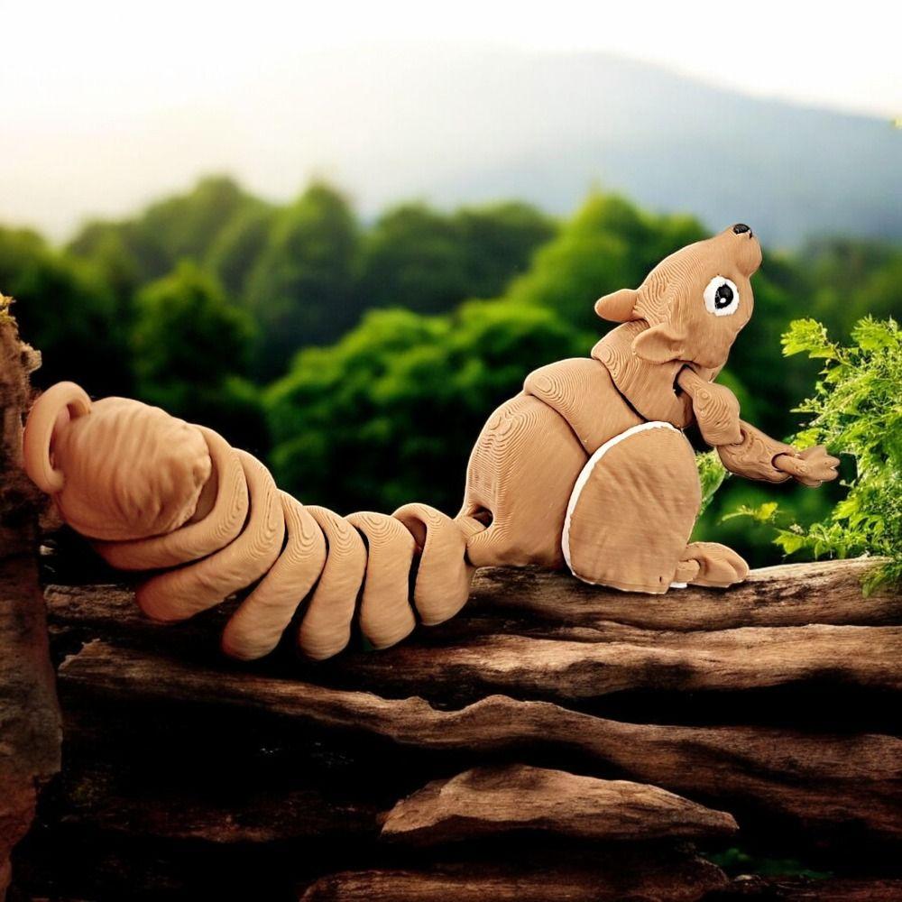 Movable Joints Squirrel Model Toys Cartoon 3D Articulated Squirrel Toys  Birthday Gift