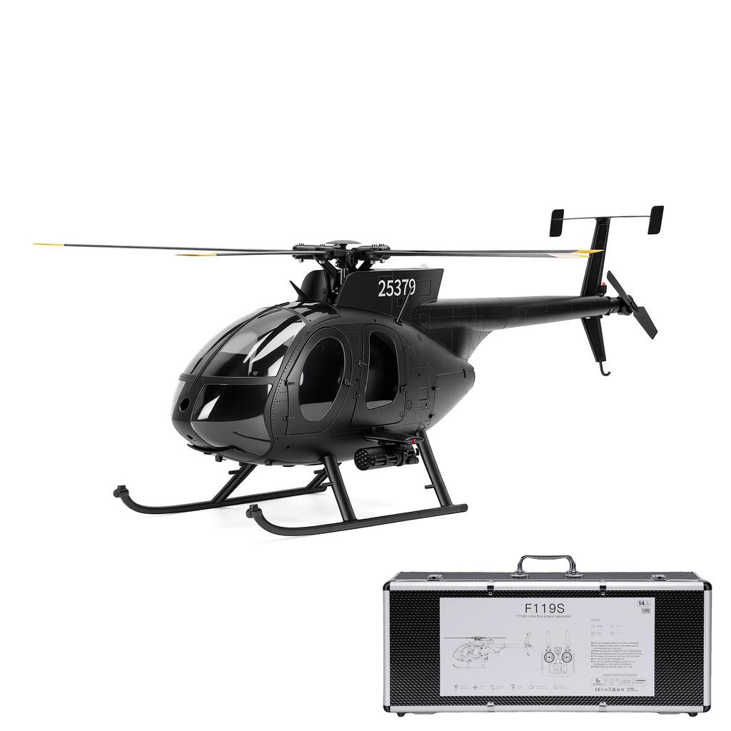 1:16 Scale RC Helicopter, 2.4GHz Flybarless Remote Control Aircraft with Brushless Motor Black