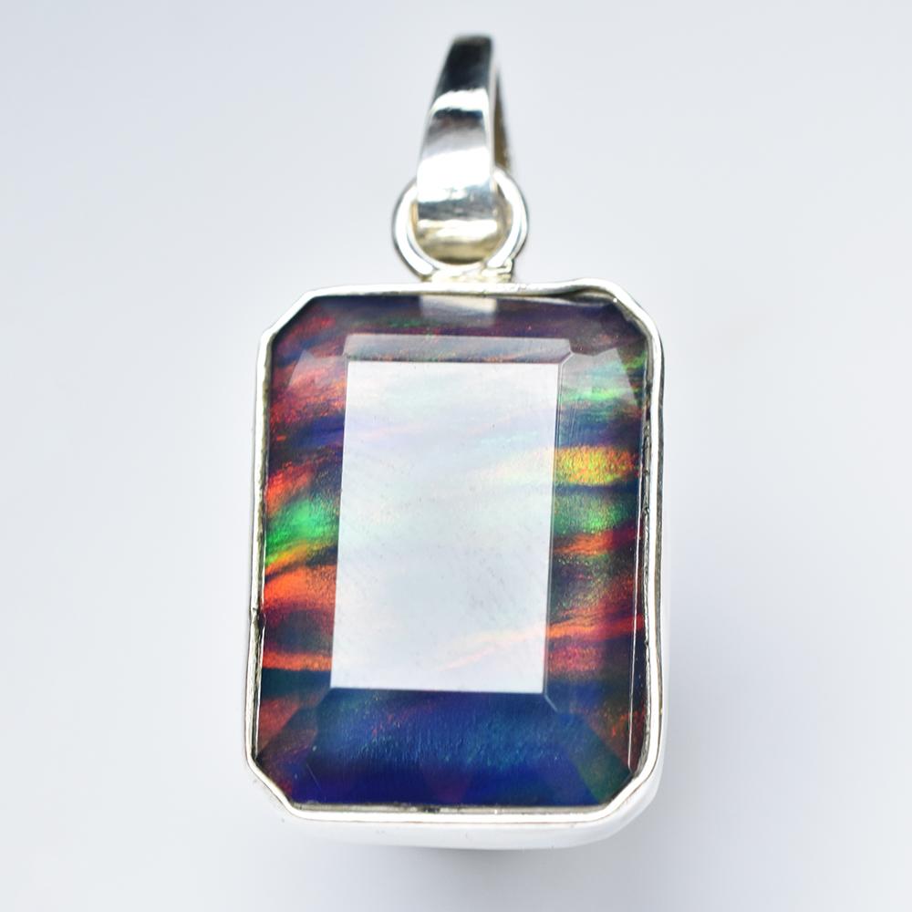 A+ CERTIFIED Natural Opal 26 Ct 925 Sterling Silver Emerald Pendant Free Gift