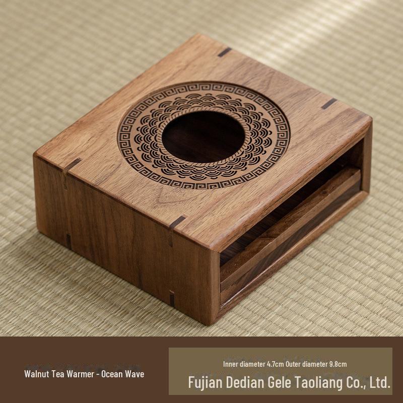 

Подставка для подогрева чая из орехового дерева с нагревательной основой для свечей Wave