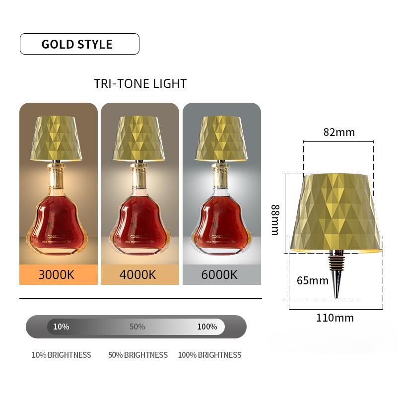 New Wireless Touch Control Bottle Table Lamp 3 Colors Stepless Dimming USB Rechargeable For Bar Wine Bottle Deco Desk Lighting