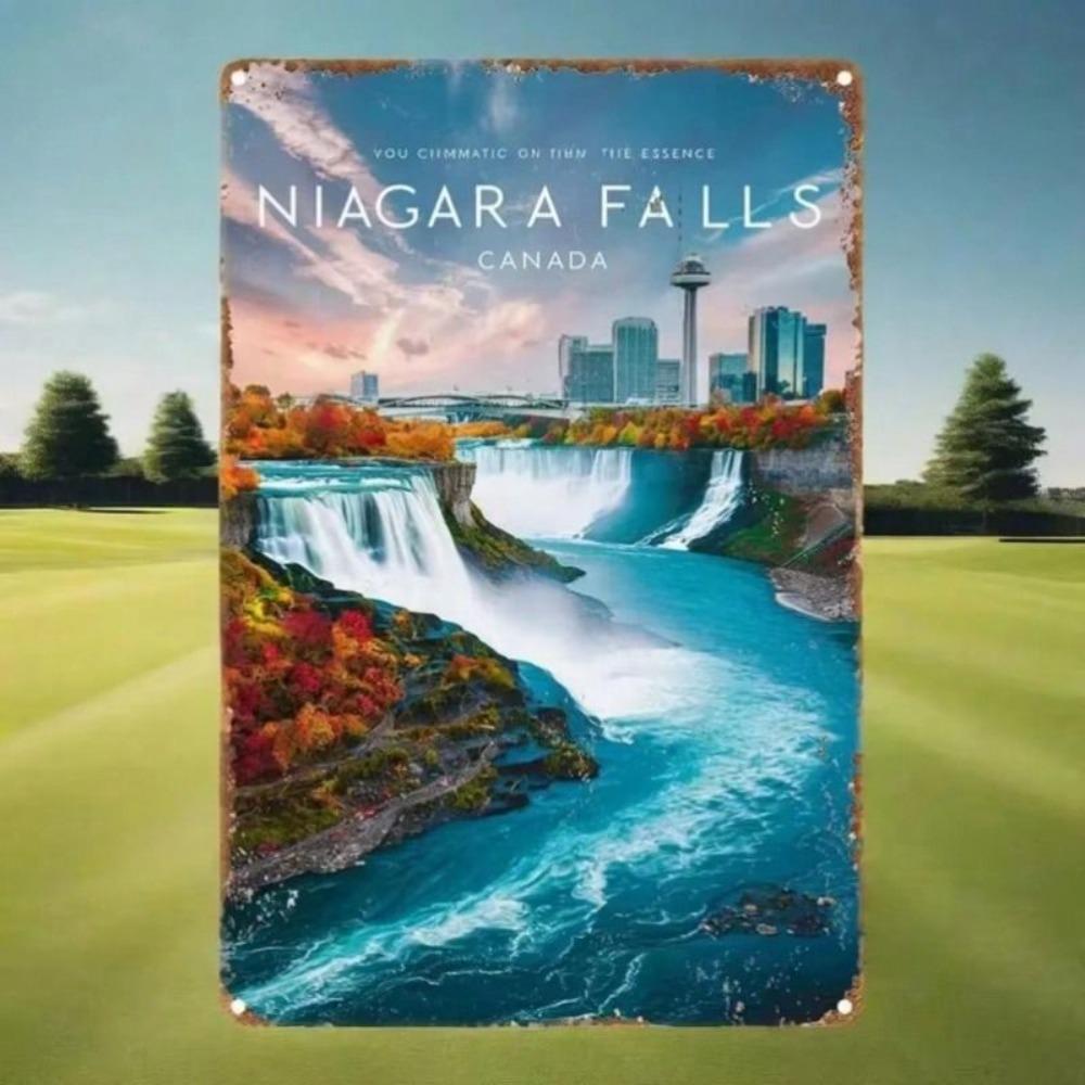 Metal Poster Niagara Falls Wall Art, Vintage Tin Sign for Living Room Home Decor, Retro Metal Wall Decor