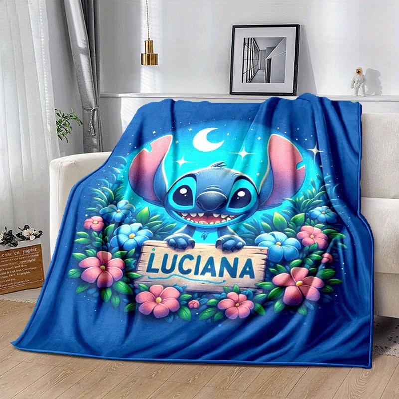 1pc Stitch Printing Blanket - Soft, All-Season Throw for Living Room, Bedroom,Personalized Gift with Adorable Cartoon Design