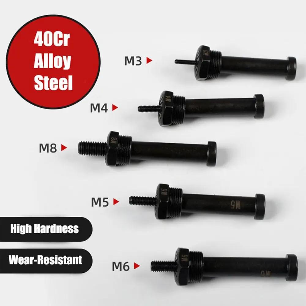 26Pcs Rivet Nut Drill Adaptor M3 M4 M5 M6 M8 Metric Mandrel Rivet Nut Thread Insert Aluminum Drill Attachment Tool Set