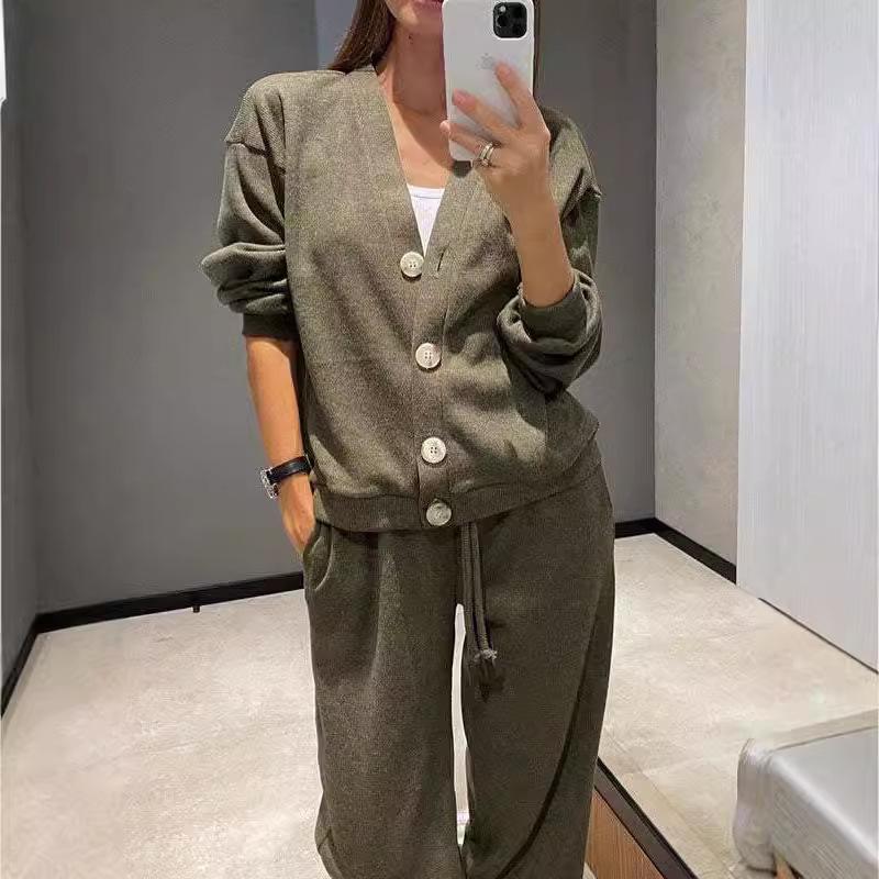2024 Herbst Lässiger Komfort Jacke Strickjacke & Sweatpants Set