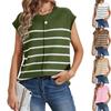 New Women's Striped Knit Sweater Vest Sleeveless Pullover Patchwork Casual Top