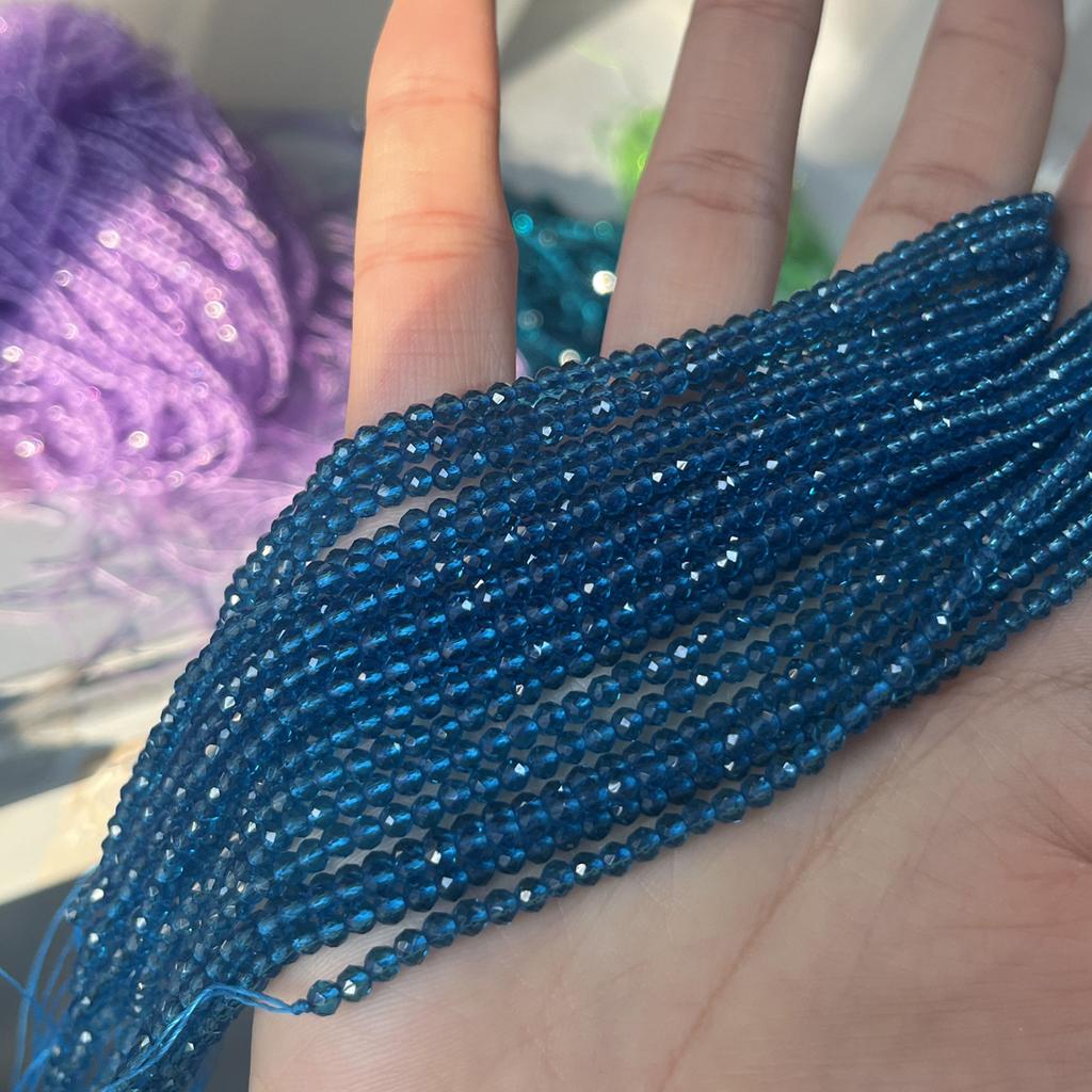 5 Strang, Facettierte Naturstein Spinellperlen, Modische Marineblaue Lose Zwischenperlen, 2mm, 3mm für DIY Halskette, Armband, Fußkettchen Zubehör Handwerk 38cm